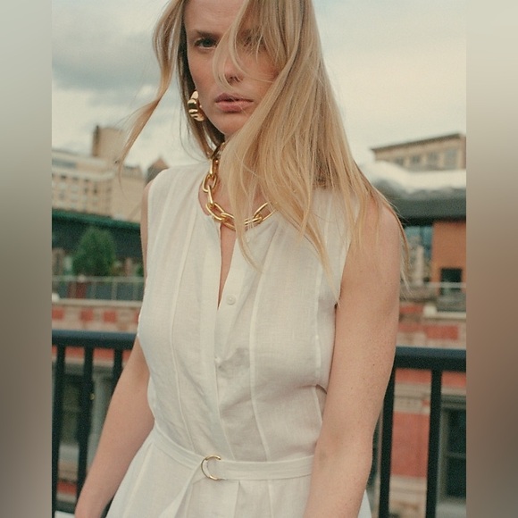 J Crew NWT Seamed Linen Dress with Removable Belt Size Small in White - Picture 5 of 16